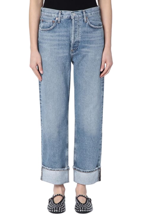Homeware AGOLDE Light Blue Fran Jeans In Organic Denim With Turn-ups