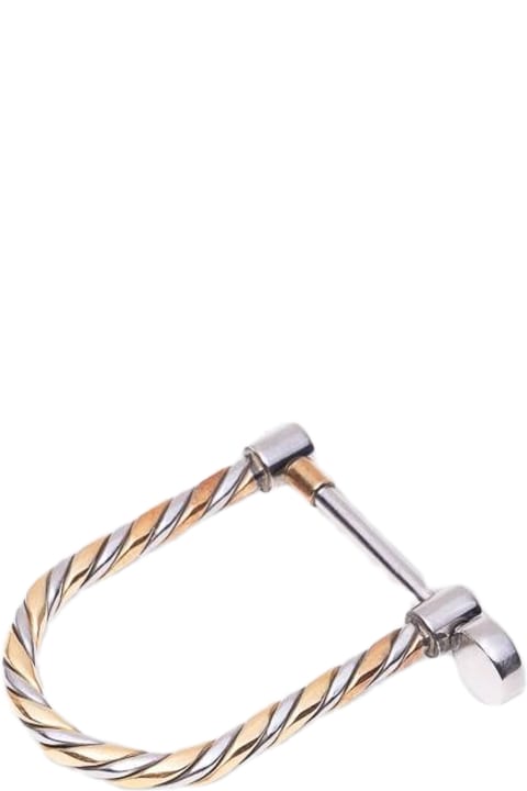 Fashion for Men Larusmiani Stainless Steel And Yellow Gold Shackle Shaped Key Holder Keyring