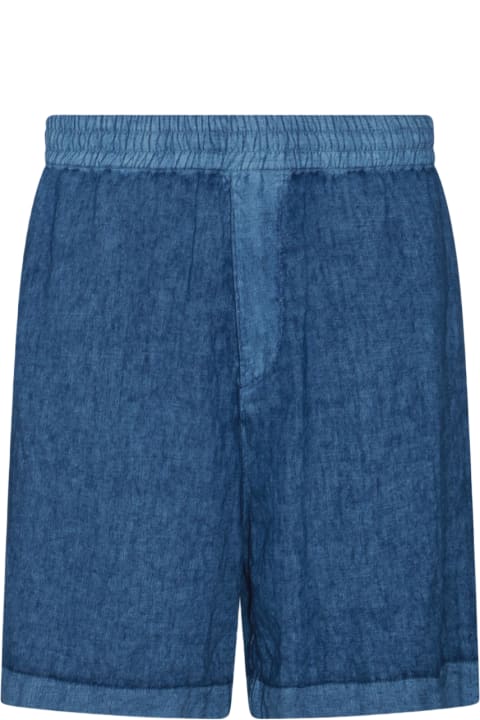 Pants for Men Burberry Blue Linen Shorts