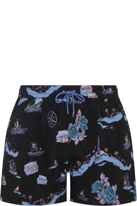 Paul Smith Swimwear for Men Paul Smith Dark Blue Multicolour Swim Shorts