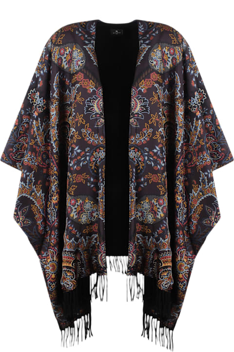【送料&関税込】Etro Cape With Daisies Etro - Wool cape green - The Corner