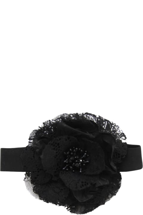 ウィメンズ スカーフ＆ストール Dolce & Gabbana Black Silk Flower Choker