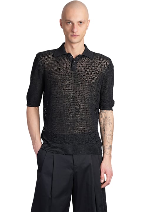 A Paper Kid Clothing for Men A Paper Kid Polo In Black Linen