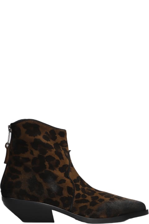 Elena Iachi Boots for Women Elena Iachi Texan Ankle Boots In Animalier Suede