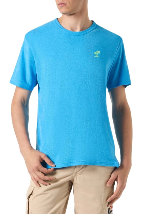 MC2 Saint Barth Clothing for Men MC2 Saint Barth Man Terry Bluette T-shirt With Pocket