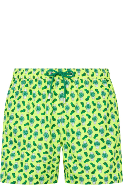 Homeware MC2 Saint Barth Man Lightweight Fabric Swim-shorts Lighting Micro Fantasy With Watches Print