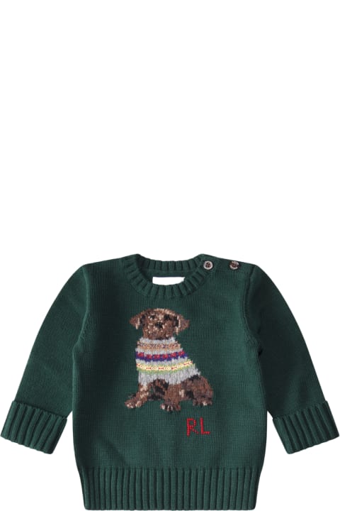 Topwear for Baby Boys Polo Ralph Lauren Green Cotton Sweater