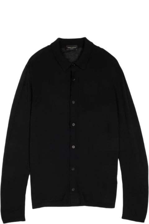 Roberto Collina Shirts for Men Roberto Collina Camicia Ml Black cotton knit shirt with long sleeves