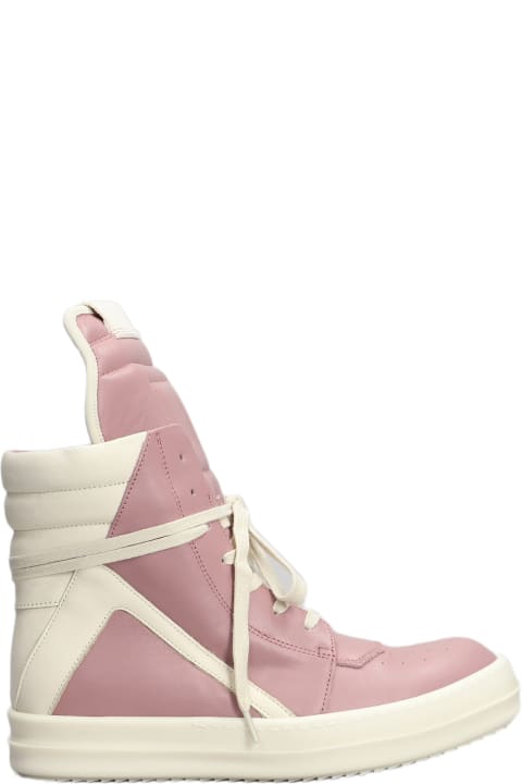 Rick Owens for Women Rick Owens Geobasket Sneakers In Rose-pink Leather