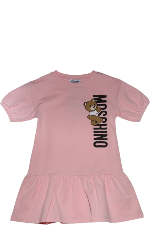 Moschino for Kids Moschino Pink Cotton Blend Teddy Bear Dress