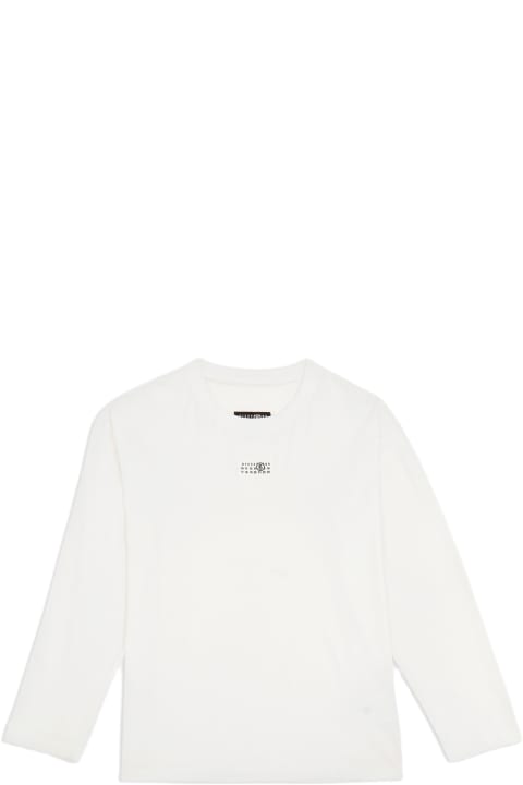 Clothing for Men MM6 Maison Margiela T-shirt White cotton t-shirt with long sleeves and front logo tag
