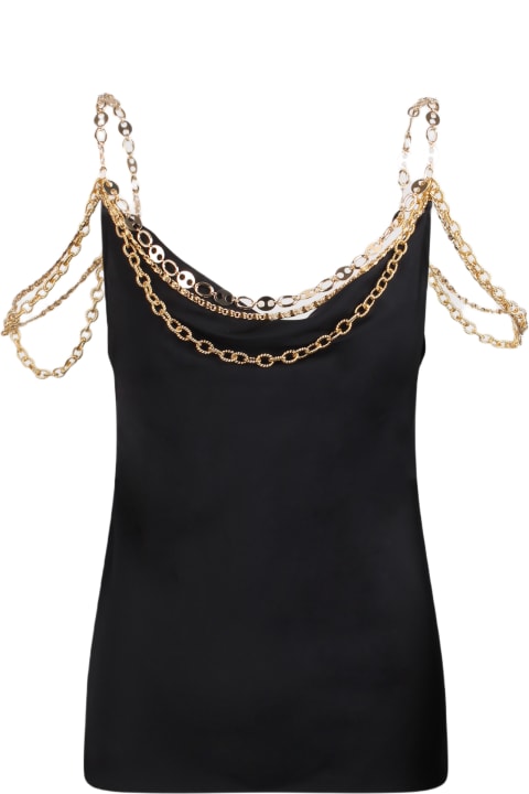 Paco Rabanne for Women Paco Rabanne Rabanne Black Top In Gold With Mesh And Chain Details