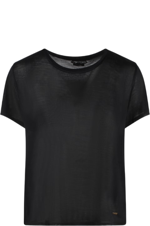 ウィメンズ新着アイテム Tom Ford Micro-rib Silk Jersey Crewneck T-shirt