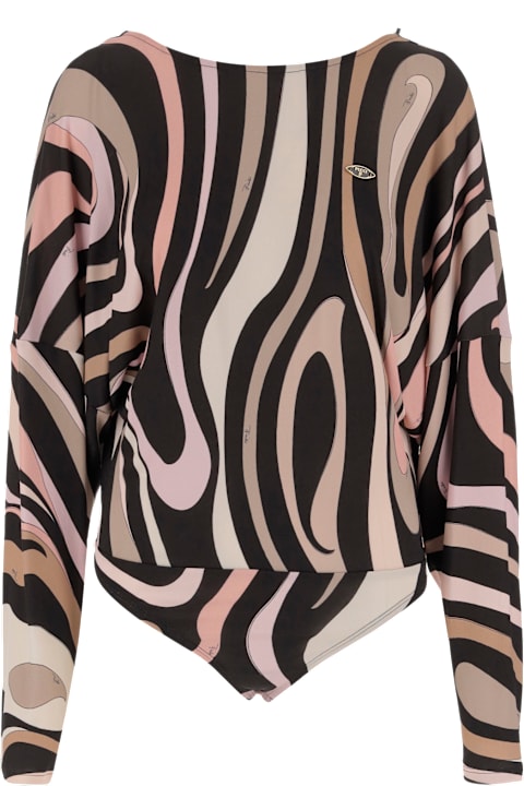 Pucci for Women Pucci Marble Print Bodysuit With Cape Sleeves