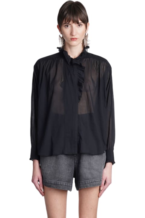 Topwear for Women Marant Étoile Relaxed Blouse With Volant In Semi-sheer Cotton
