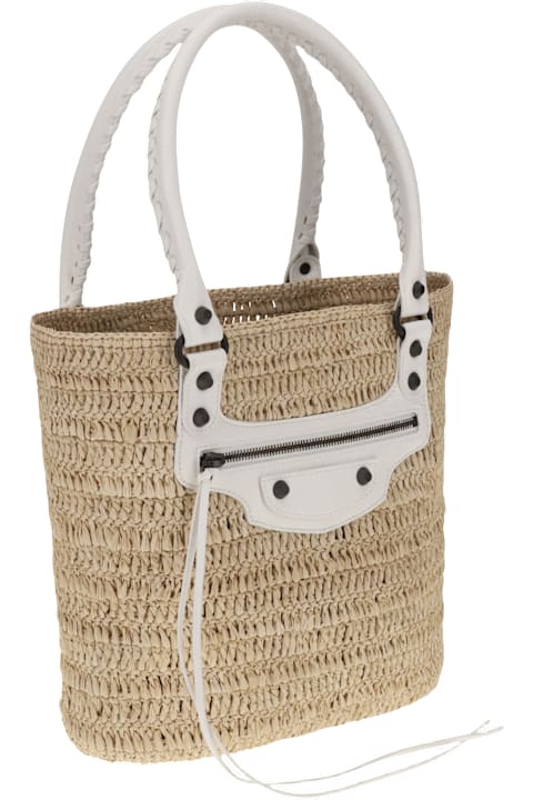 Balenciaga Women Balenciaga Le City Small Straw Shoulder Bag