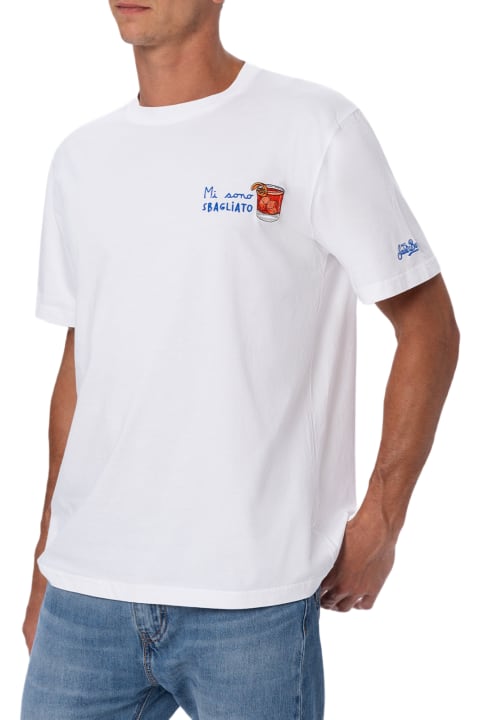 Homeware MC2 Saint Barth Man Classic Fit Cotton Jersey T-shirt Portofino With Mi Sono Sbagliato Embroidery