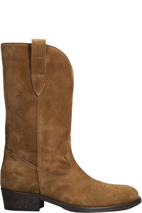 Boots for Women Via Roma 15 Texan Ankle Boots In Leather Color Suede