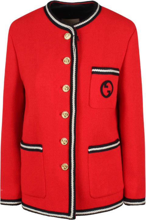 Gucci Coats & Jackets for Women Gucci Round Interlocking G Tweed Jacket