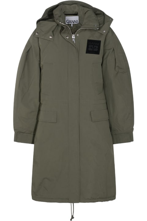 Ganni for Kids Ganni Military Green Nylon Down Jacket