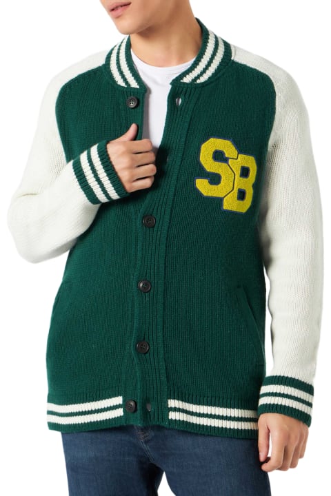 MC2 Saint Barth Sweaters for Men MC2 Saint Barth Green Knit Bomber College Style