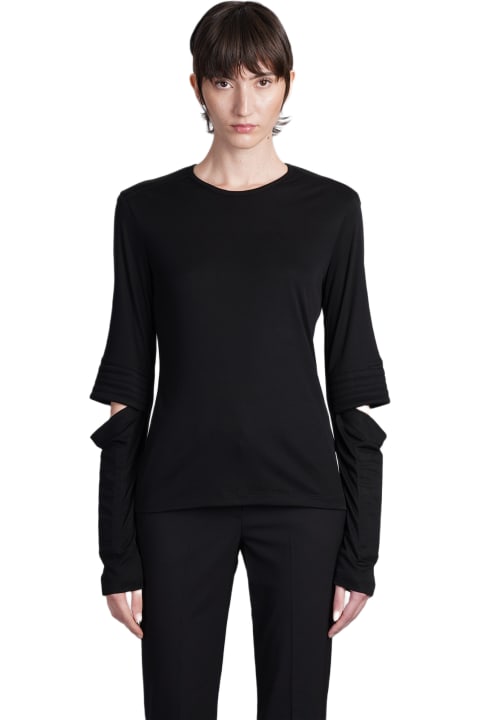 Helmut Lang Topwear for Women Helmut Lang T-shirt In Black Wool And Polyester
