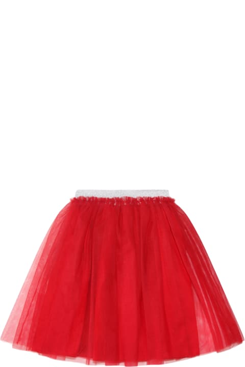 Bottoms for Girls Il Gufo Red Tulle Pleated Skirt