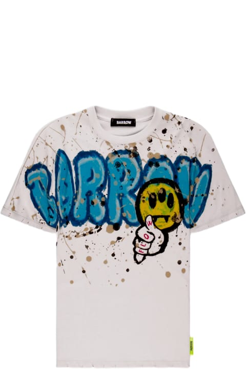 メンズ Barrowのトップス Barrow Jersey T-shirt Unisex Off White Cotton T-shirt With Graffiti Logo And Smile Print