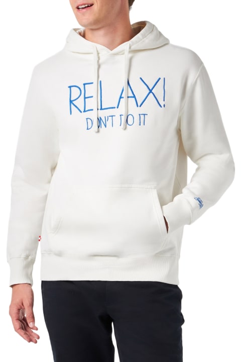 Homeware MC2 Saint Barth Man White Hoodie With Relax Don
t Do It Embroidery