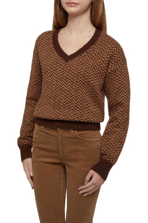 Homeware MC2 Saint Barth Woman Cropped Sweater With Argyle Pattern