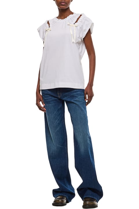 Simone Rocha Topwear for Women Simone Rocha Cap Sleeve T-shirt W/ Shoulder Bite &amp; Bow