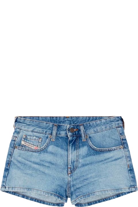 Diesel Pants & Shorts for Women Diesel 0dqaf De-yuba Light blue denim short - De Yuba