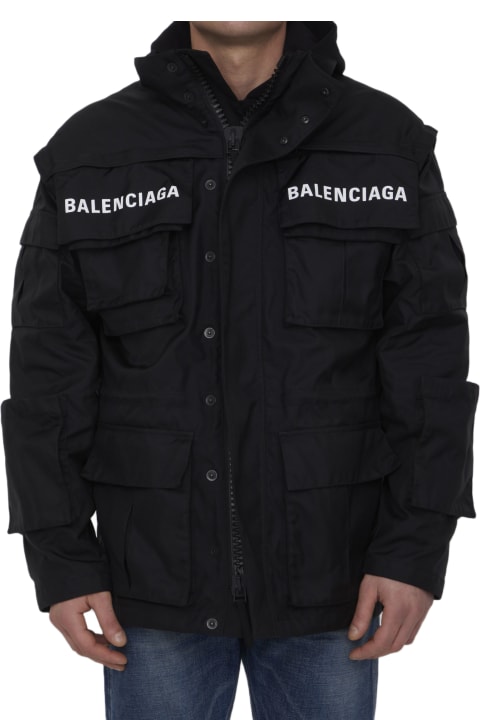 Clothing for Men Balenciaga Oversized Parka In Technical Fabric