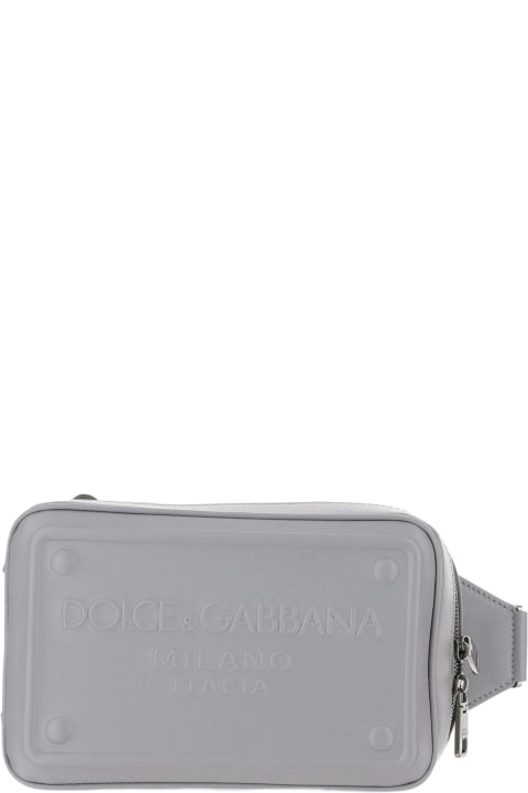 メンズ バッグ Dolce & Gabbana Calfskin Leather Fanny Pack With Embossed Logo