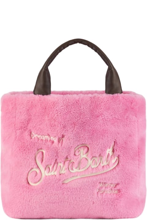 Homeware MC2 Saint Barth Furry Soft Colette Fuchsia Handbag With Shoulder Strap