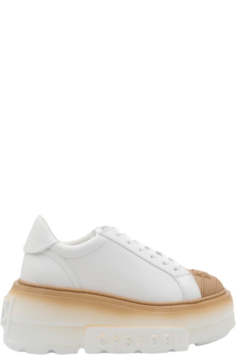 Casadei for Women Casadei White Beige Leather Sneakers