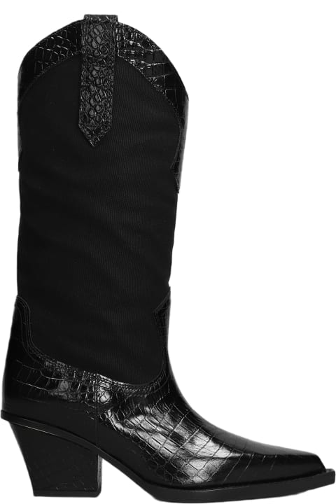 Paris Texas Shoes for Women Paris Texas Rosario Texan Boots In Black Leather And Fabric