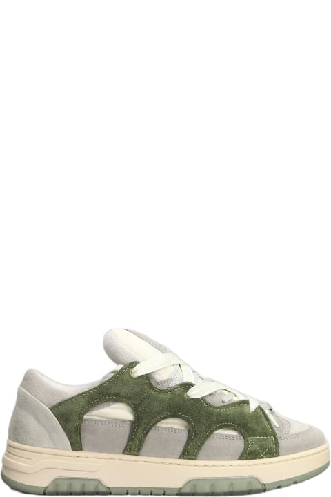 Paura for Men Paura Santha 1 Sneakers In Green Suede And Fabric