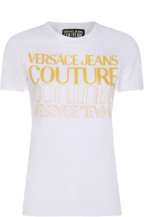ウィメンズ Versace Jeans Coutureのトップス Versace Jeans Couture White And Yellow Cotton Blend T-shirt