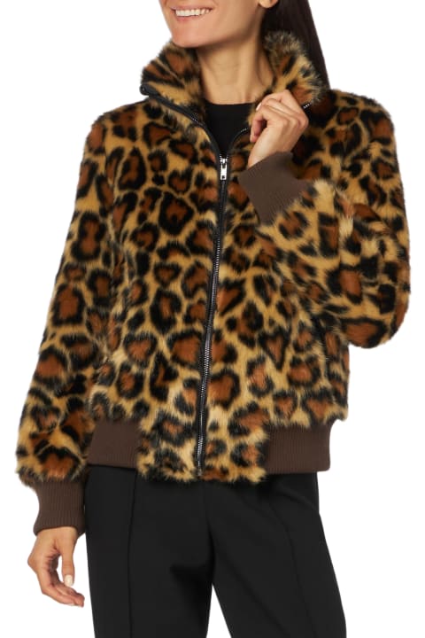 MC2 Saint Barth for Kids MC2 Saint Barth Woman Furry Short Jacket With Animalier Heart Print