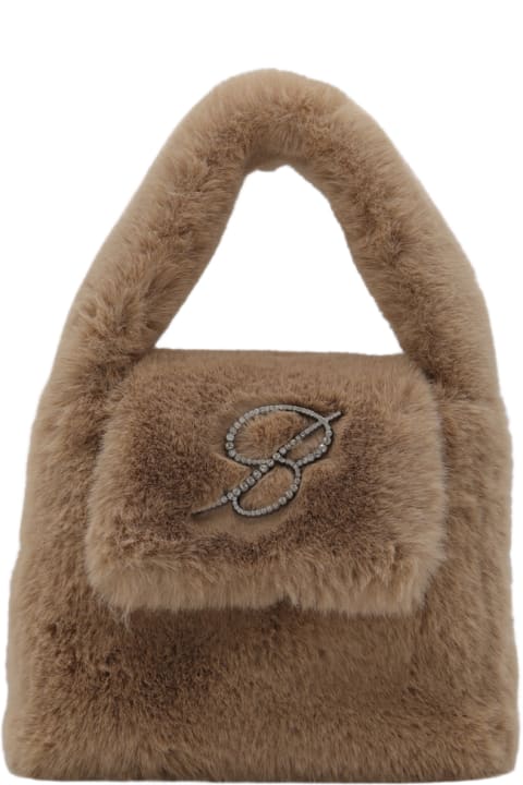 Blumarine for Women Blumarine Camel Faux Fur Monogram B Bag