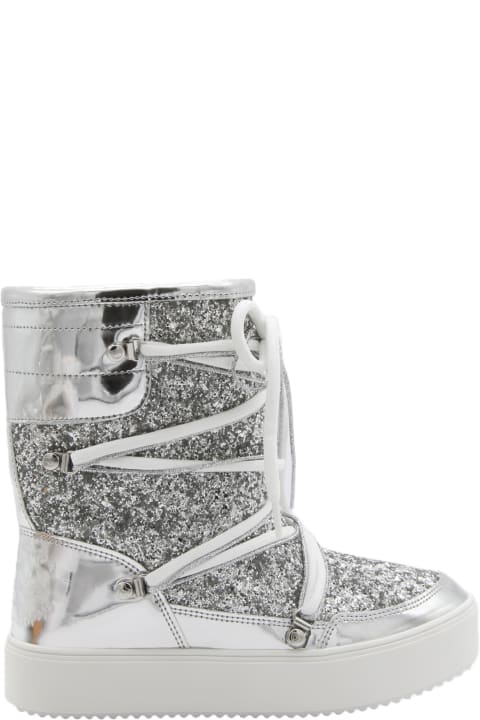 Chiara Ferragni Boots for Women Chiara Ferragni Silver Glitter Flat Ankle Boots