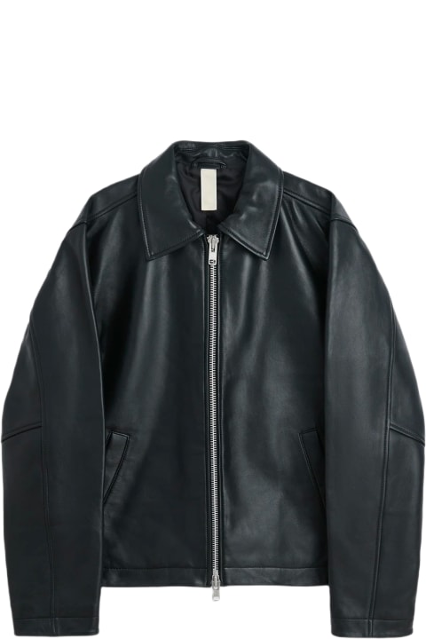 Sunflower Men Sunflower #6027 Black leather biker jacket - Short Leather Jacket