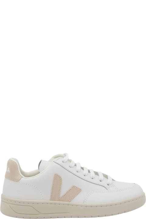 Veja Sneakers for Women Veja White And Pink Leather V-12 Sneakers