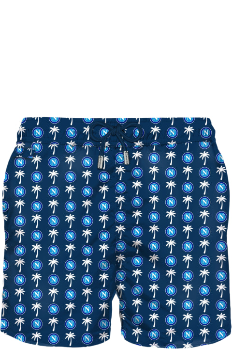 MC2 Saint Barth Swimwear for Men MC2 Saint Barth Man Light Fabric Swim Shorts With Napoli Logo Print | Ssc Napoli Special Edition