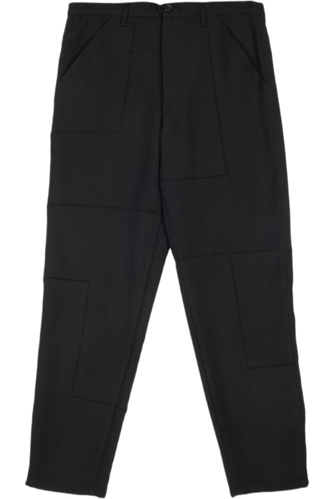 Comme des Garçons Shirt Pants for Men Comme des Garçons Shirt Mens Pants Woven Black wool patchwork tapered pant