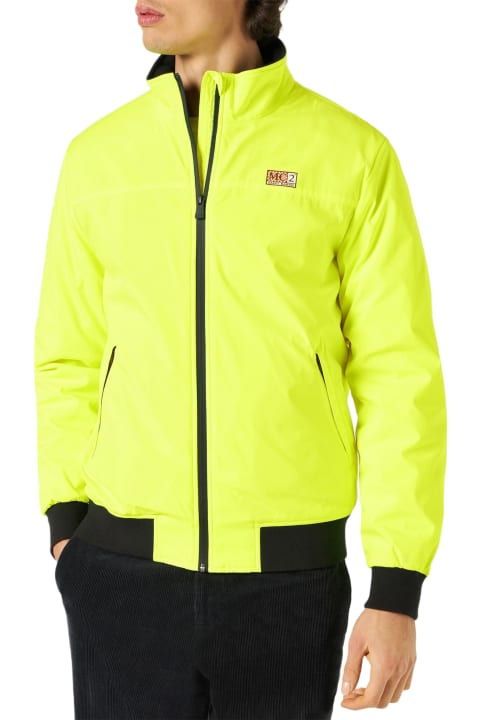 MC2 Saint Barth for Men MC2 Saint Barth Man Fluo Yellow Bomber Jacket With Furry Lining