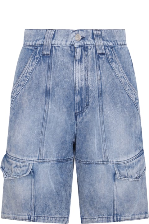 Clothing Sale for Men Isabel Marant Blue Cotton Denim Cargo Shorts