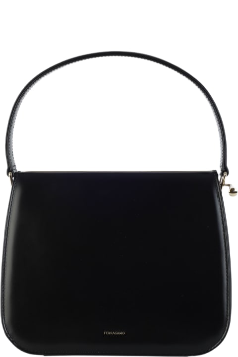 Ferragamo Women Ferragamo Black Leather New Frame Shoulder Bag