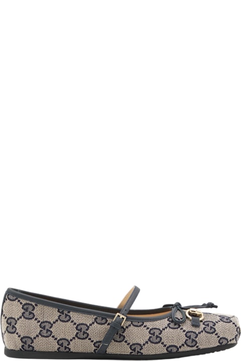 Gucci Beige And Blue Flat